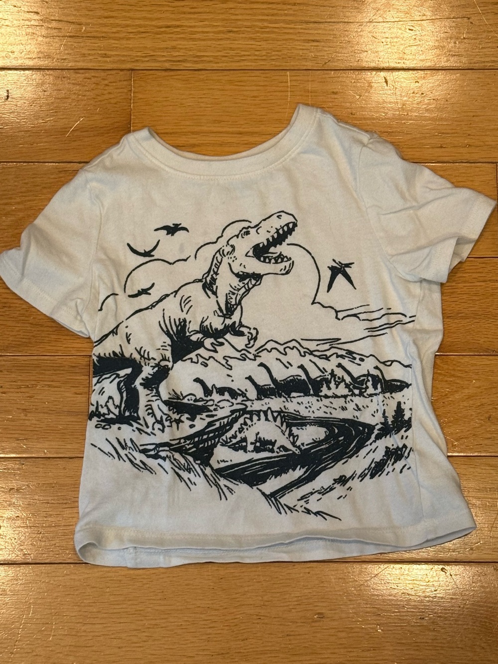 Old Navy White Tee with Dinosaur Scene